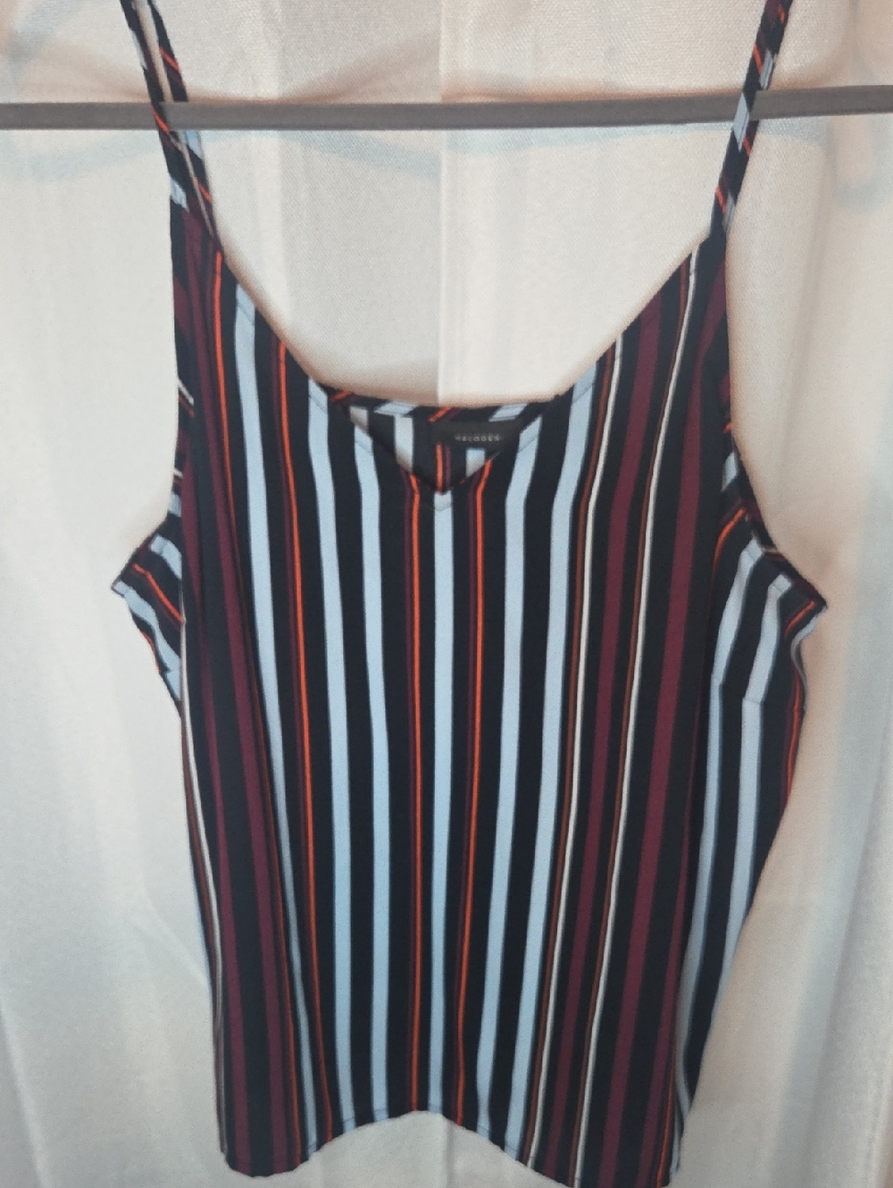 Halogen Black, White & Orange Striped Tank
